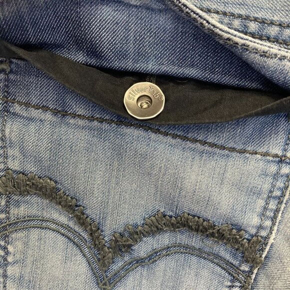 Vintage Levis Silvertab Jeans 32x30 Blue Slim Straight Distressed Flap Pockets - Picture 15 of 16